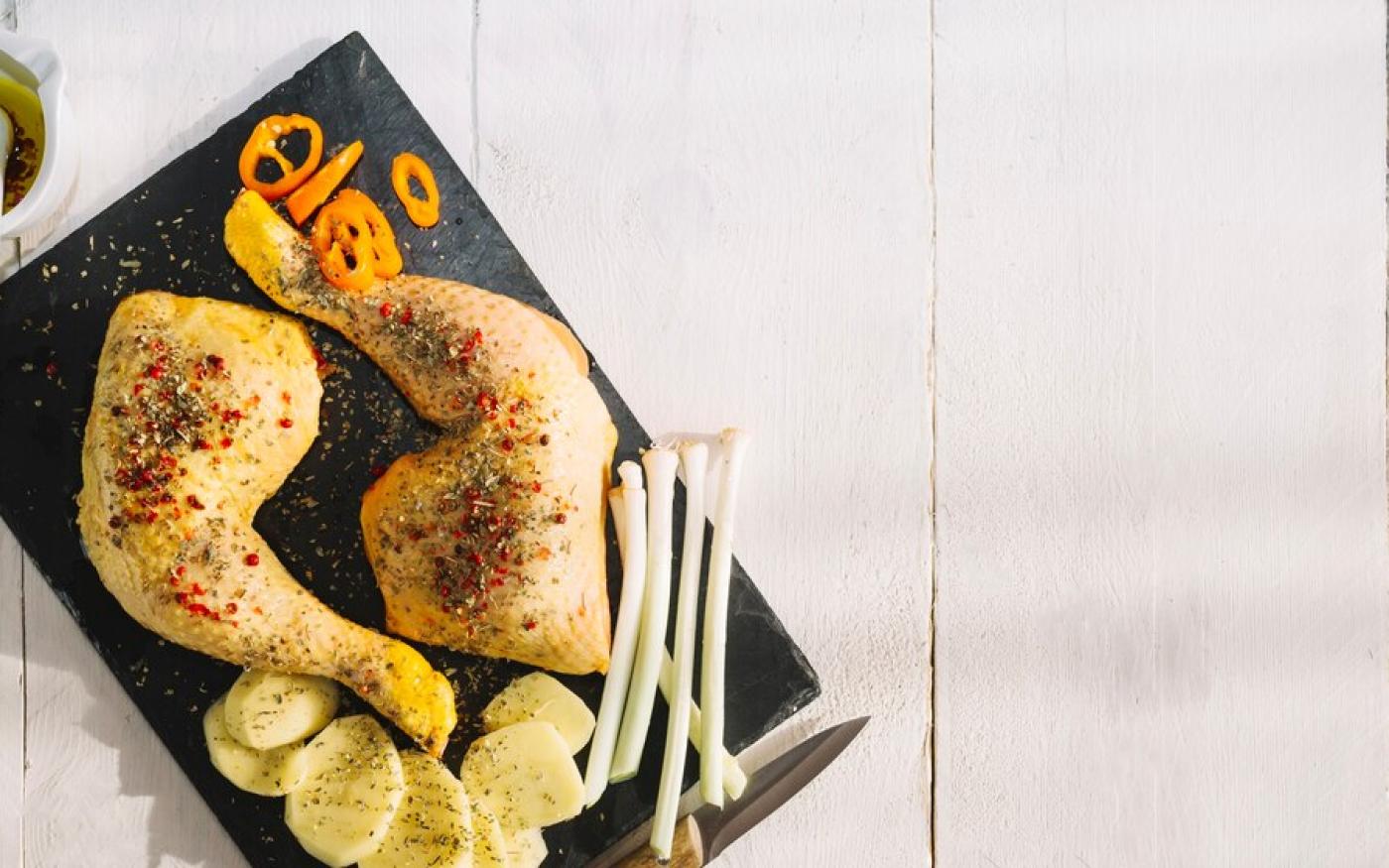 Ardeense Hoevekip, appelmoes en aardappelen
