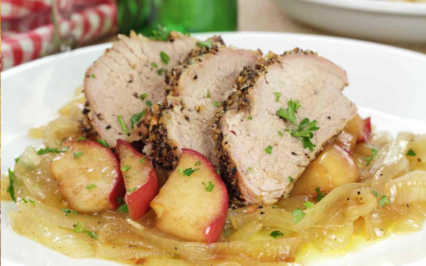 Varkenshaasje met balsamico, appeltjes en krieltjes