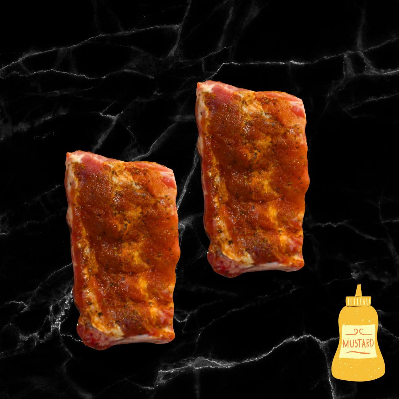 Travers de porc barbecue à la moutarde